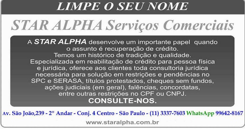 Star Alpha Assessoria Reabilitação de Crédito